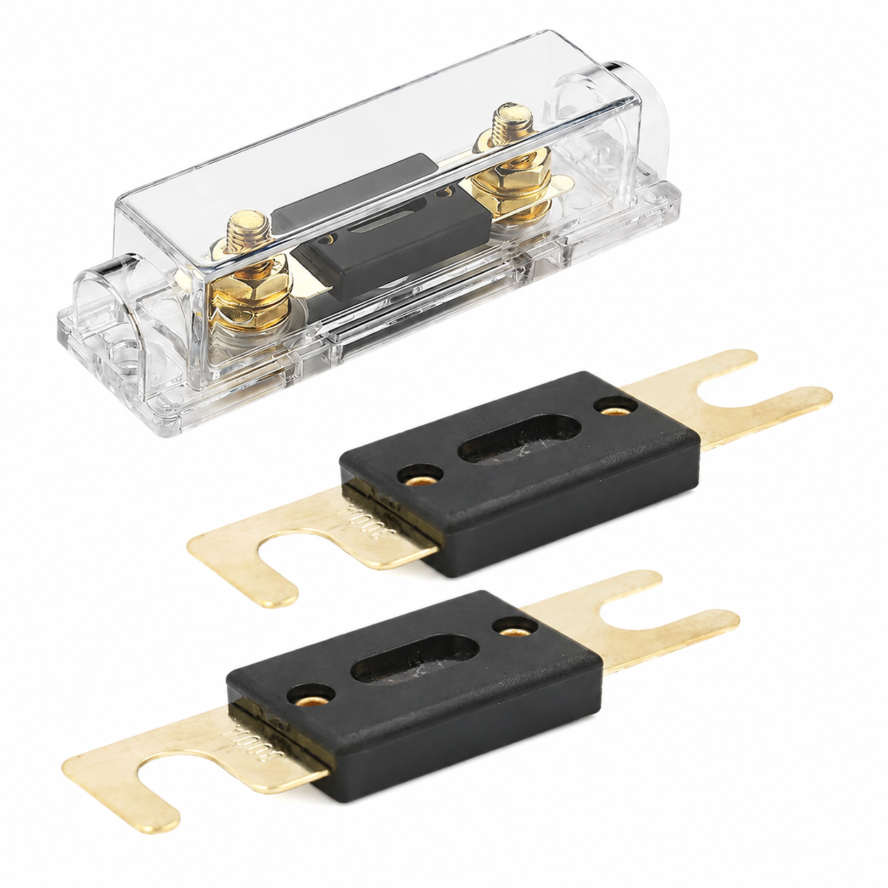 12V-24V Car Audio ANL Fuse Holder Inline with Transparent Plastic Base Cover for Automotive Truck Video System