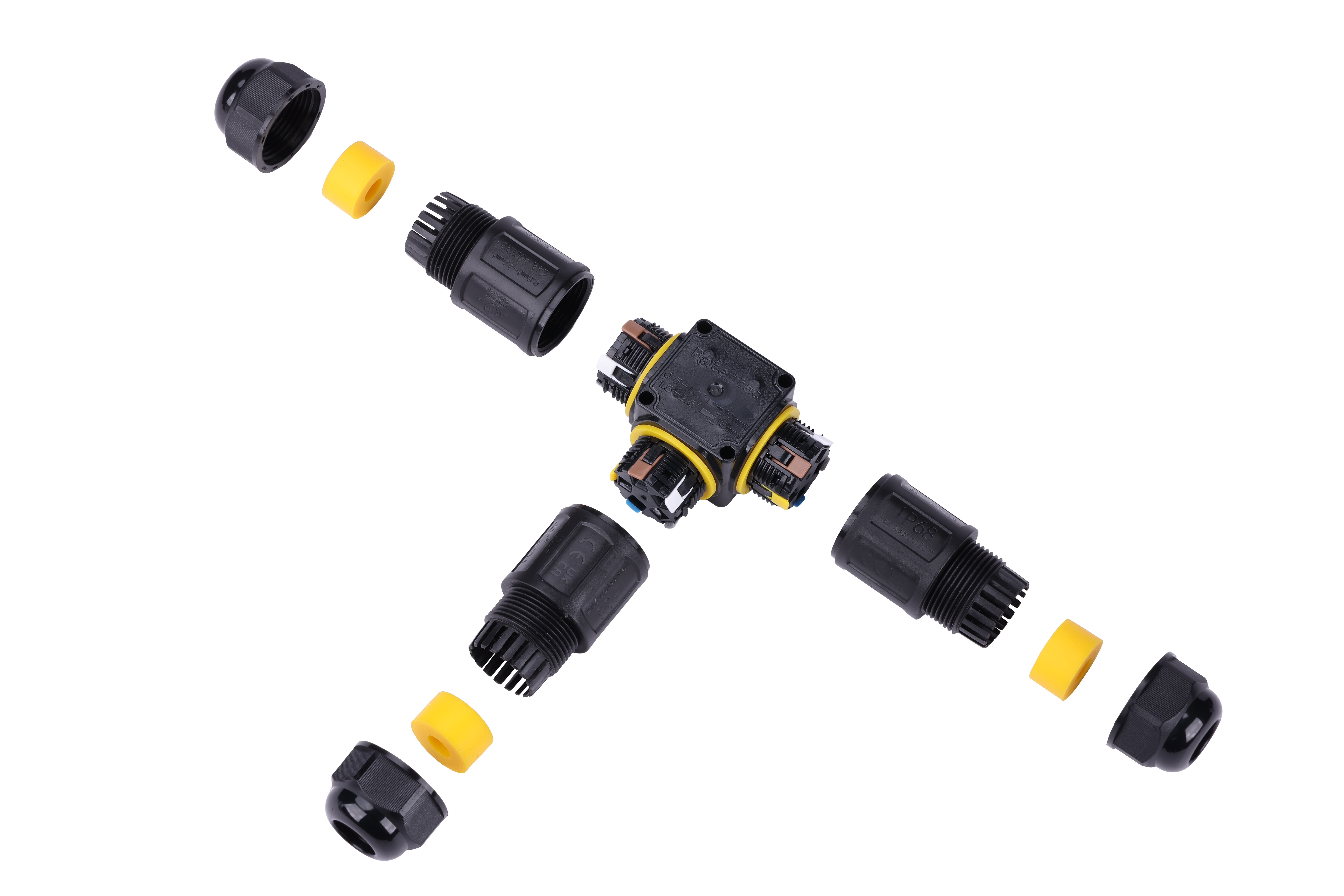 IP68 Waterproof Copper Quick Connector 3 Way No Screw Wire Connector For 2-5 Core Cable Solar Power System 32A