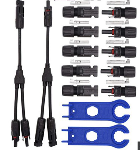 MC4 Photovoltaic Connector Set Solar Plug Red Copper Black Oxide Finish Fully Threaded Tubular Size Model Wj002 Zhejiang