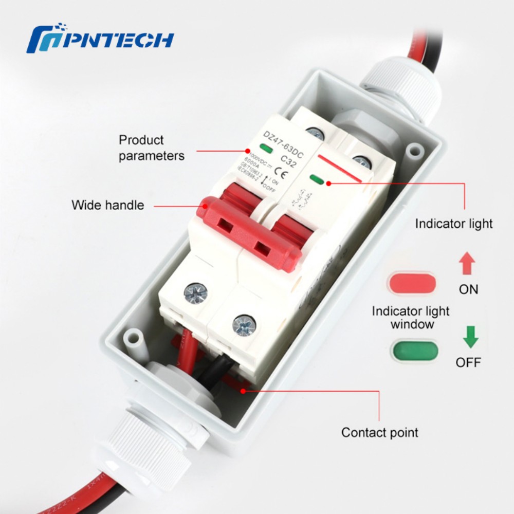 Durable DC500V Solar PV Circuit Breaker Switch IP20 Outdoor 1 String 32A PV Disconnect Switch for Solar Energy