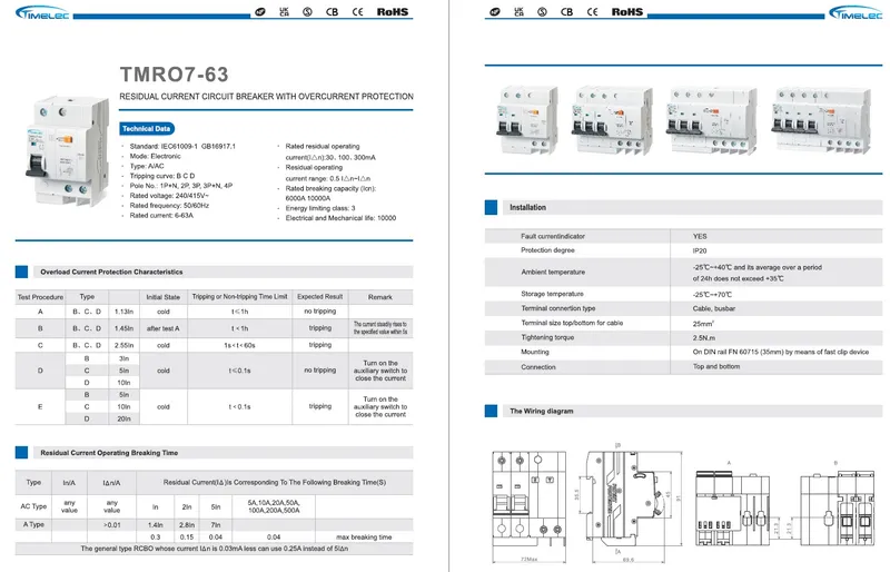 3P+N C63 10kA TypeAc fire protection OEM wholesale RCBO breaker