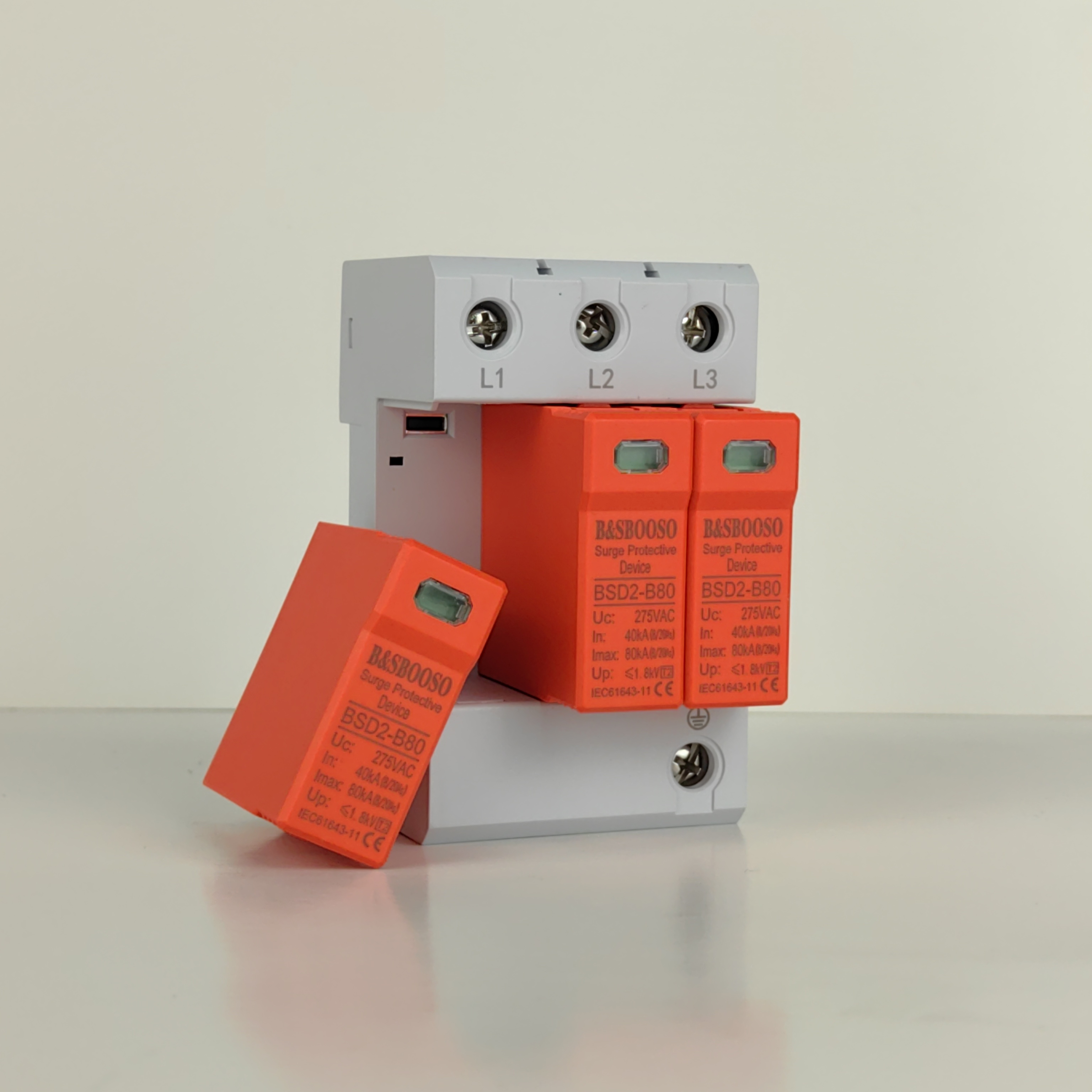 Whole House &amp; Industrial 3P T2 SPD-275V AC 80KA Imax Lightning Surge Protection for Solar System and Electronic Equipment