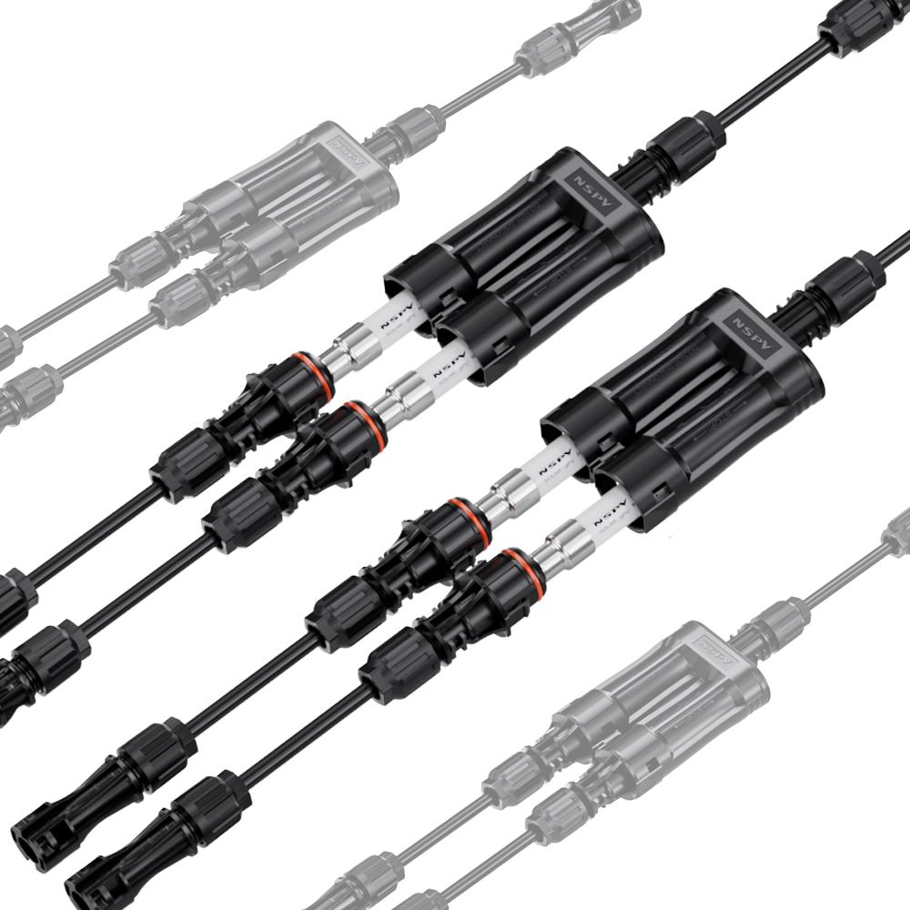 Solar Branch Fuse Connector Y Cable with 25A Copper Fuse Link IP68 Waterproof Mc Connectors 50cm Length