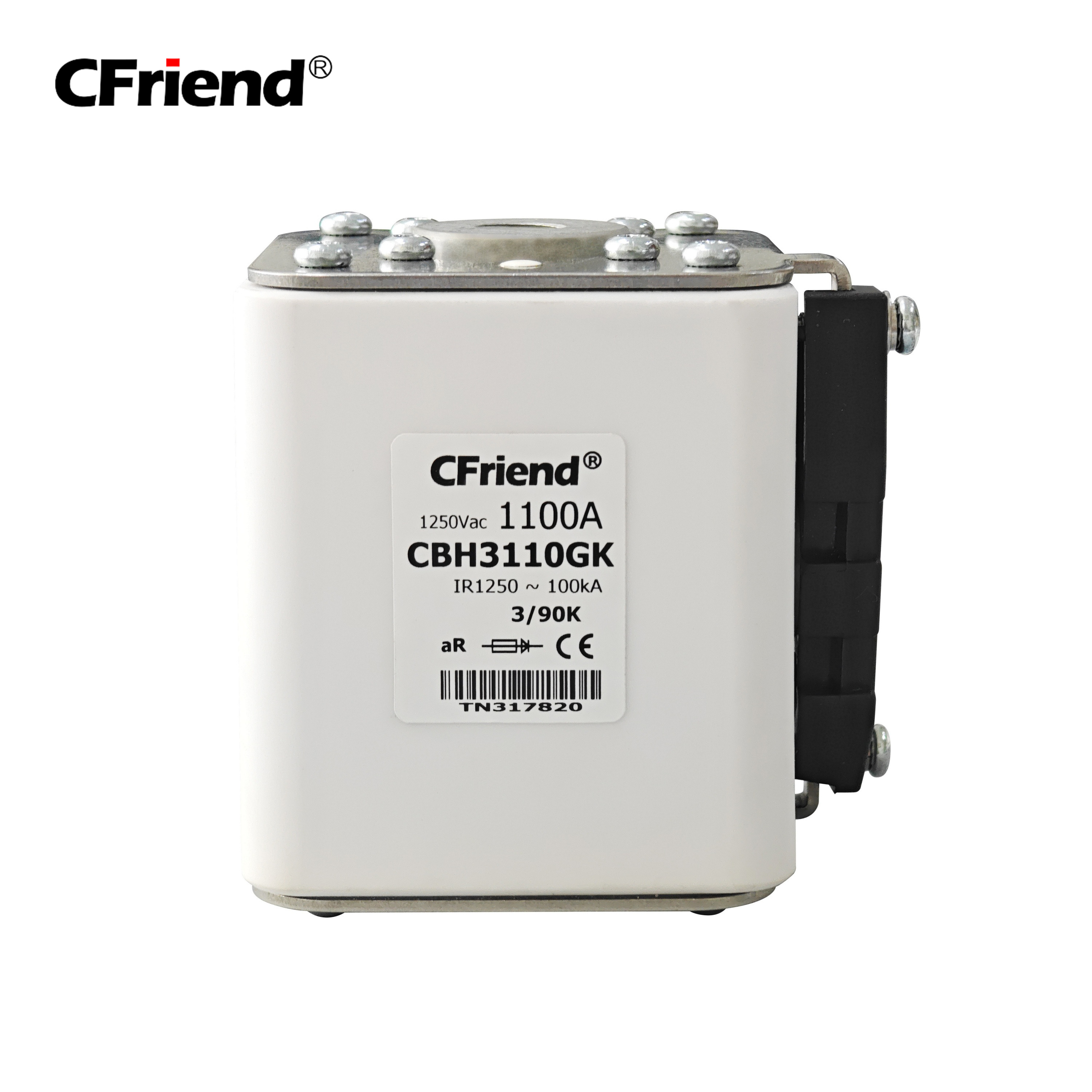 CFriend Ceramic Copper Fuse Link 1100A 1250Vac Power Electronics HRC Fuse Link Indicating Square Body Fuse CBH3110GK