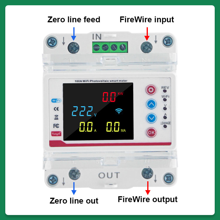 Tuya Smart Home WiFi Single Phase AC Circuit Breaker Remote Control PV Metering LED PC Din Voltage Protector MCB Switches
