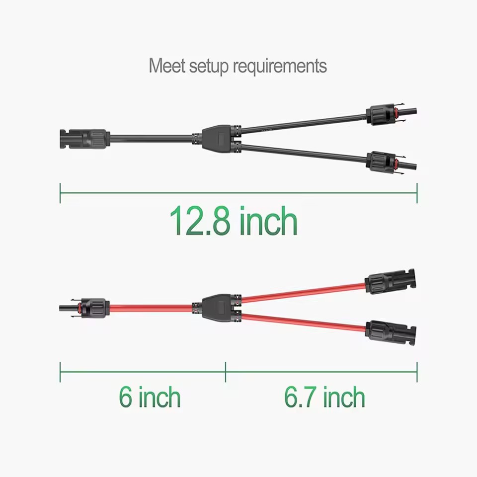 Y-shaped Parallel Connector MMF/FFM Solar Branch Adapter Solar Panel Cable Distributor Waterproof and Dustproof Cable Socket