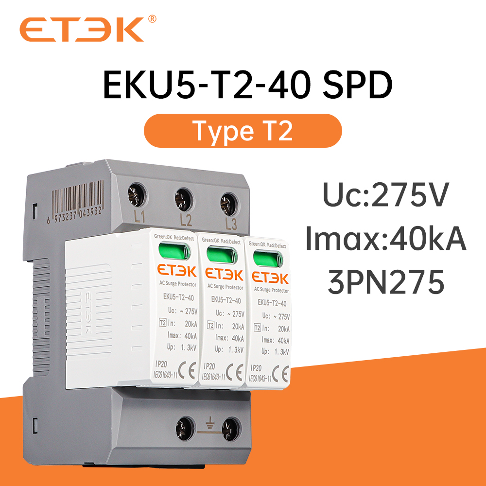 ETEK Whole House 40ka Surge protection Protector Device 3p 4p AC SPD Ac Surge Protective Device