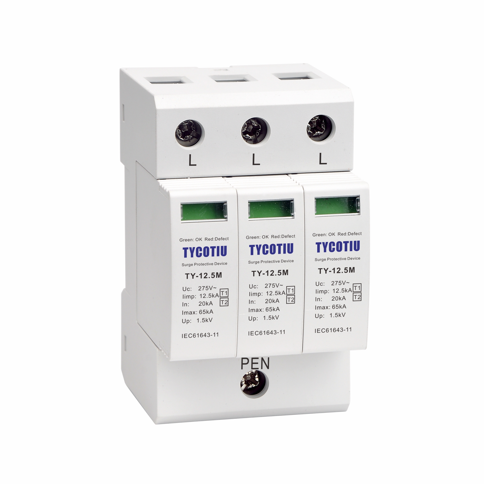 TY-12.5M T1 12.5kA AC SPD Devices Type 1 Thunder Lightning Arrester Low-voltage Arrester Device Lightning Protection spd t1t2