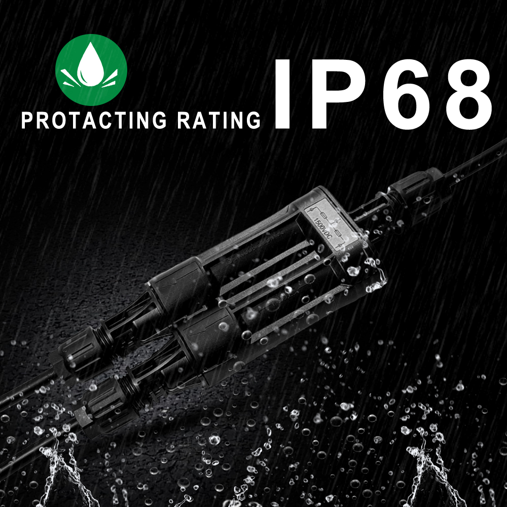 Solar Branch Fuse Connector Y Cable with 25A Copper Fuse Link IP68 Waterproof Mc Connectors 50cm Length