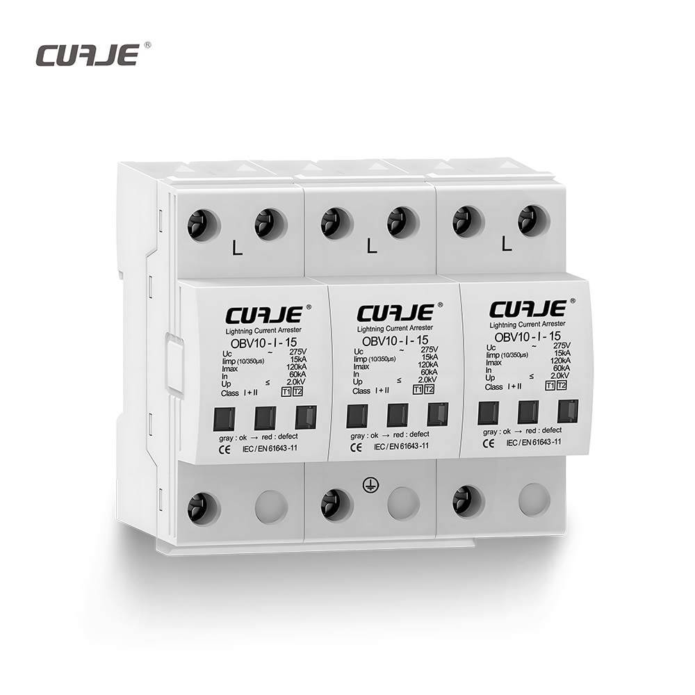 15kA Surge protection Device 4P TYPE 1+2 SPD 380V AC Power Surge Protector