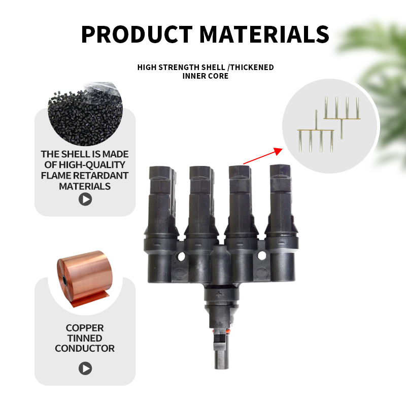 30A 1500V 4P MCX Copper Contact IP67 Rated Power DC Branch Connector for Solar Cable Panel