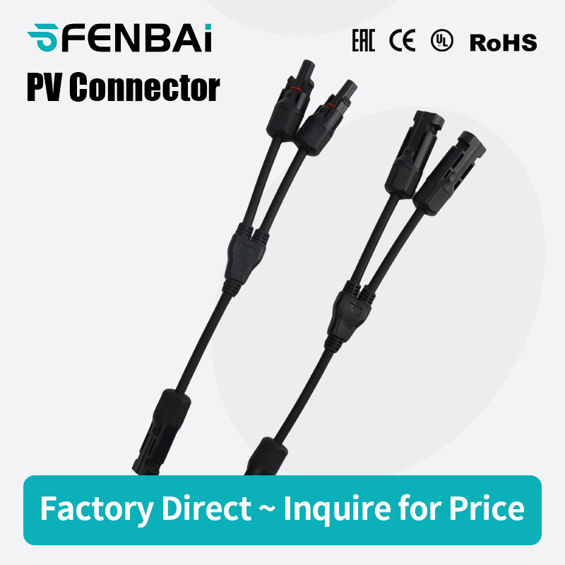 Y Branch PV Connector 2to1 IP67 Waterproof 1500VDC 30A Male Female Solar Splitter Cable for Solar Panel Parallel Connection