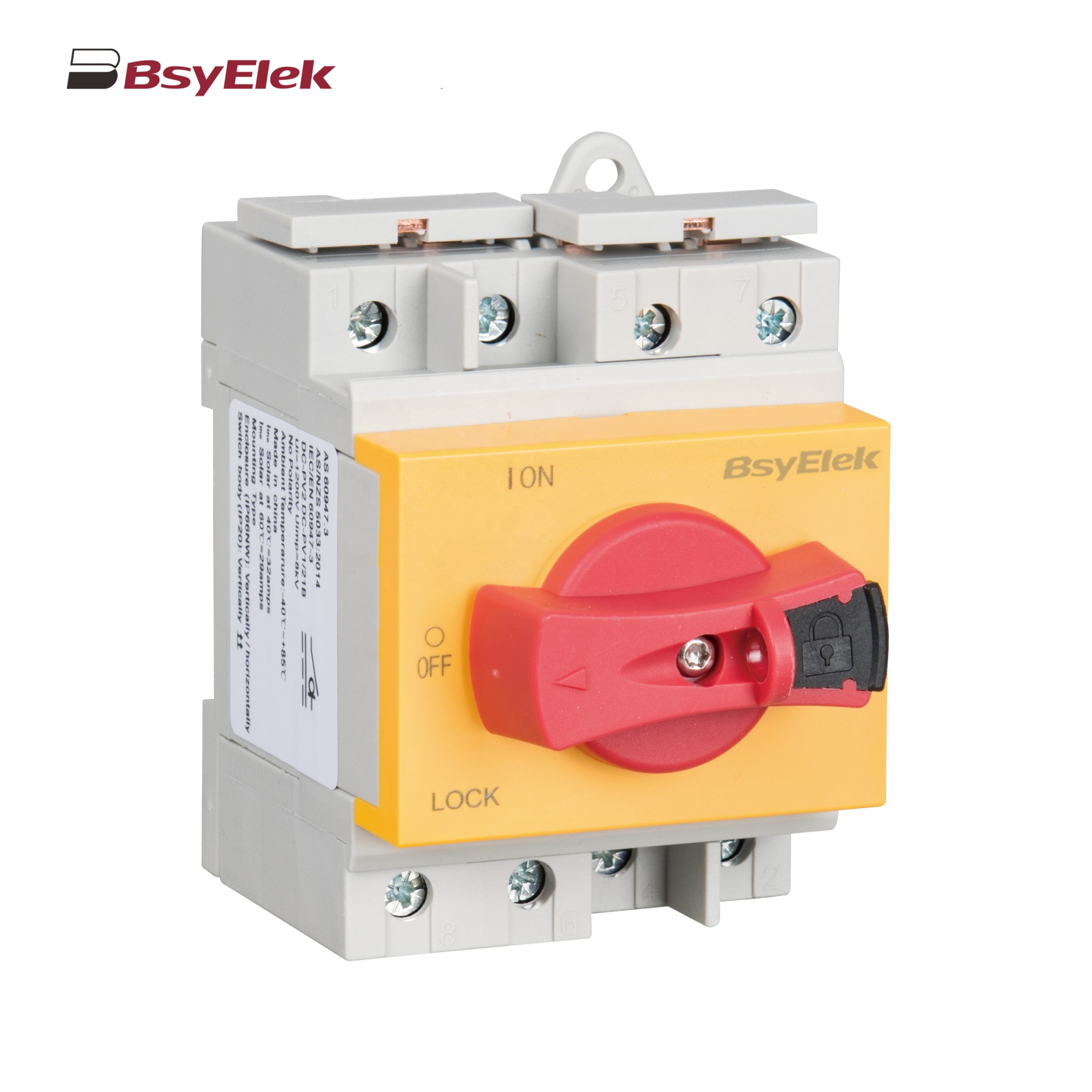Self Lock 300V 600V 800V 1000V 1200V 2P 4P PV Disconnect DC Isolation Switch With Red Handle