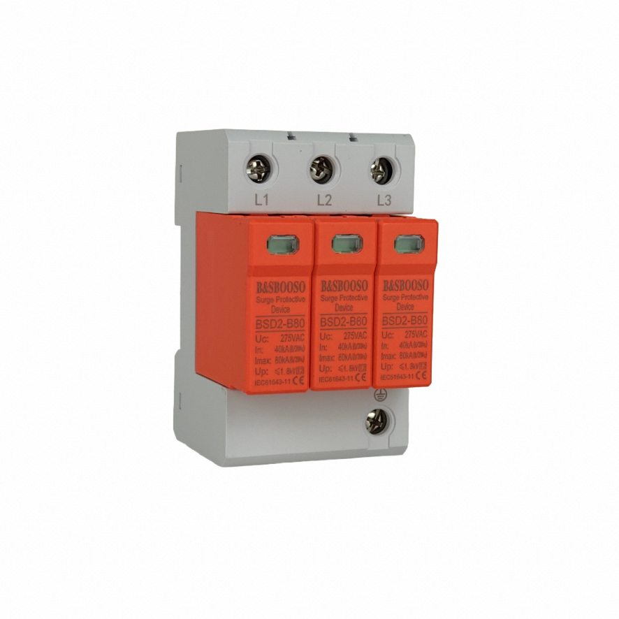 Whole House &amp; Industrial 3P T2 SPD-275V AC 80KA Imax Lightning Surge Protection for Solar System and Electronic Equipment