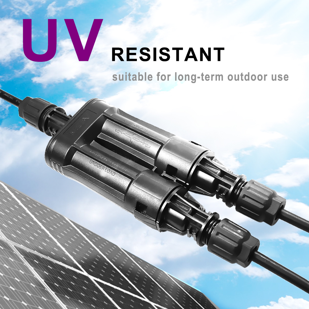 Solar Branch Fuse Connector Y Cable with 25A Copper Fuse Link IP68 Waterproof Mc Connectors 50cm Length