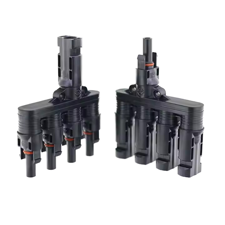 30A 1500V 4P MCX Copper Contact IP67 Rated Power DC Branch Connector for Solar Cable Panel