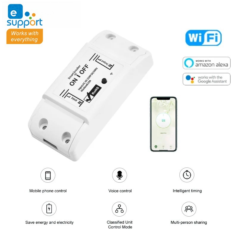 FY01 10A Ewelink Smart Switch WiFi Circuit Breaker EwelinkAPP Relay Remote Control Timer