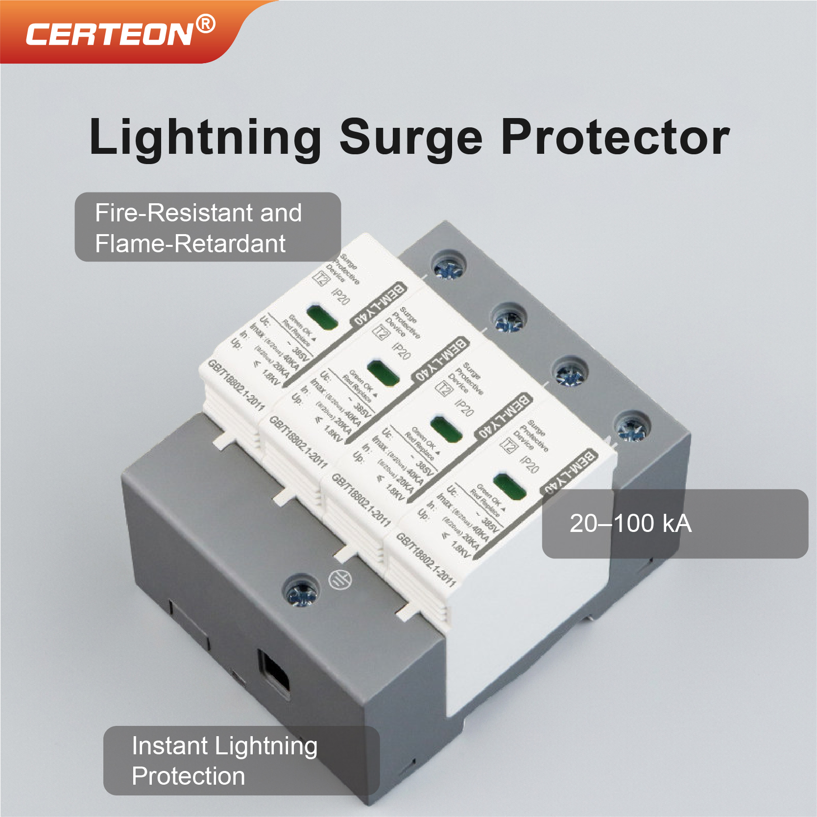 LY SPD Surge Protective Device 2P 3P 4P Type 1 2 AC 220V 380V 20kA-100kA DIN Rail Lightning Arrester Industrial Home