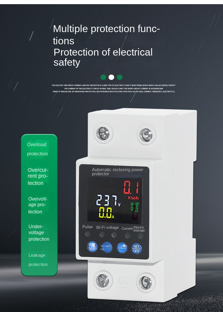 Tuya 63A WiFi Smart Circuit Breaker Electric Energy Monitor Remote Control Switch Voltage Current Protector Plastic Home Hotel