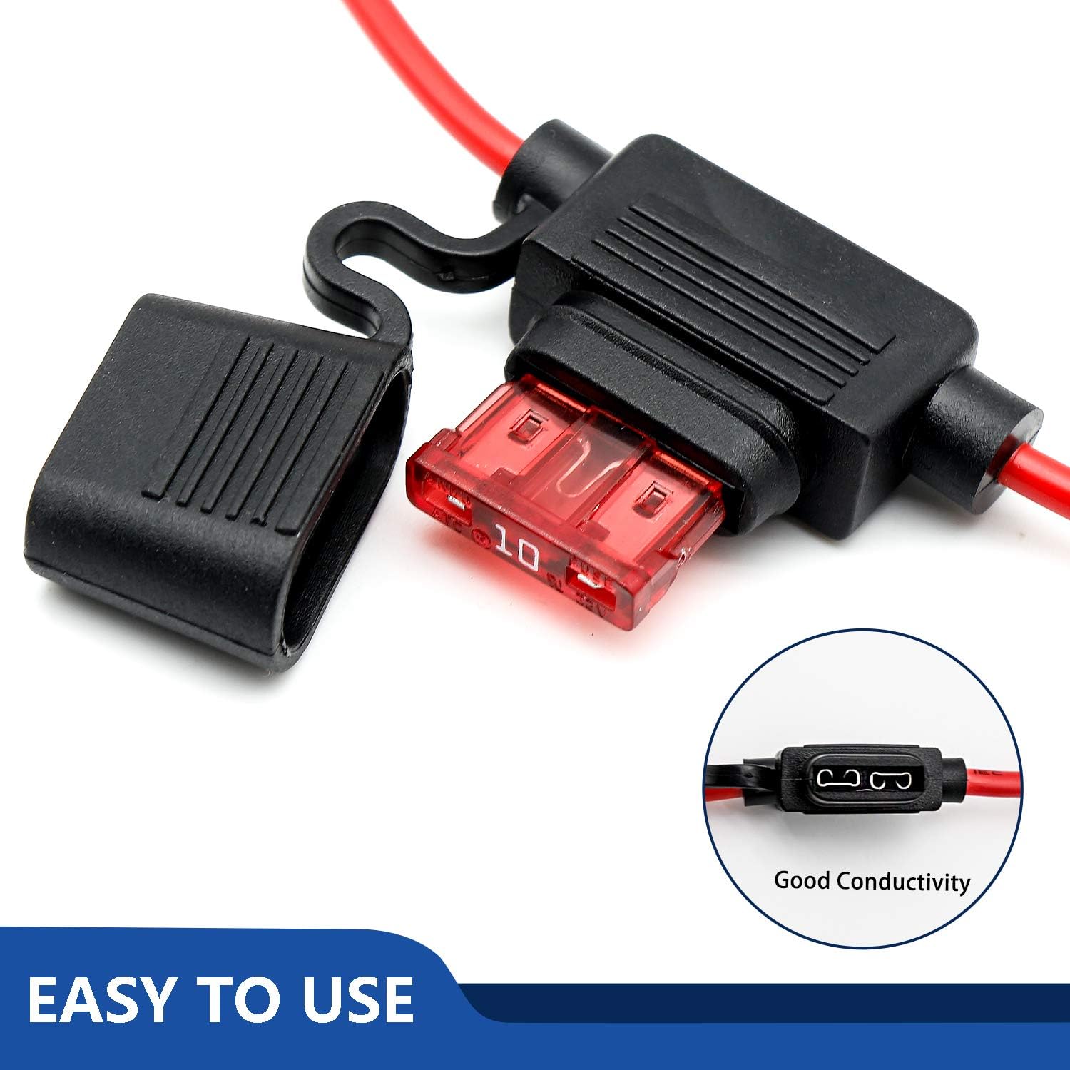 18AWG Waterproof Fuse Holder for Automotive Inline ATC/ATO Fuse Block with 10-18AWG Copper Wire in Stock