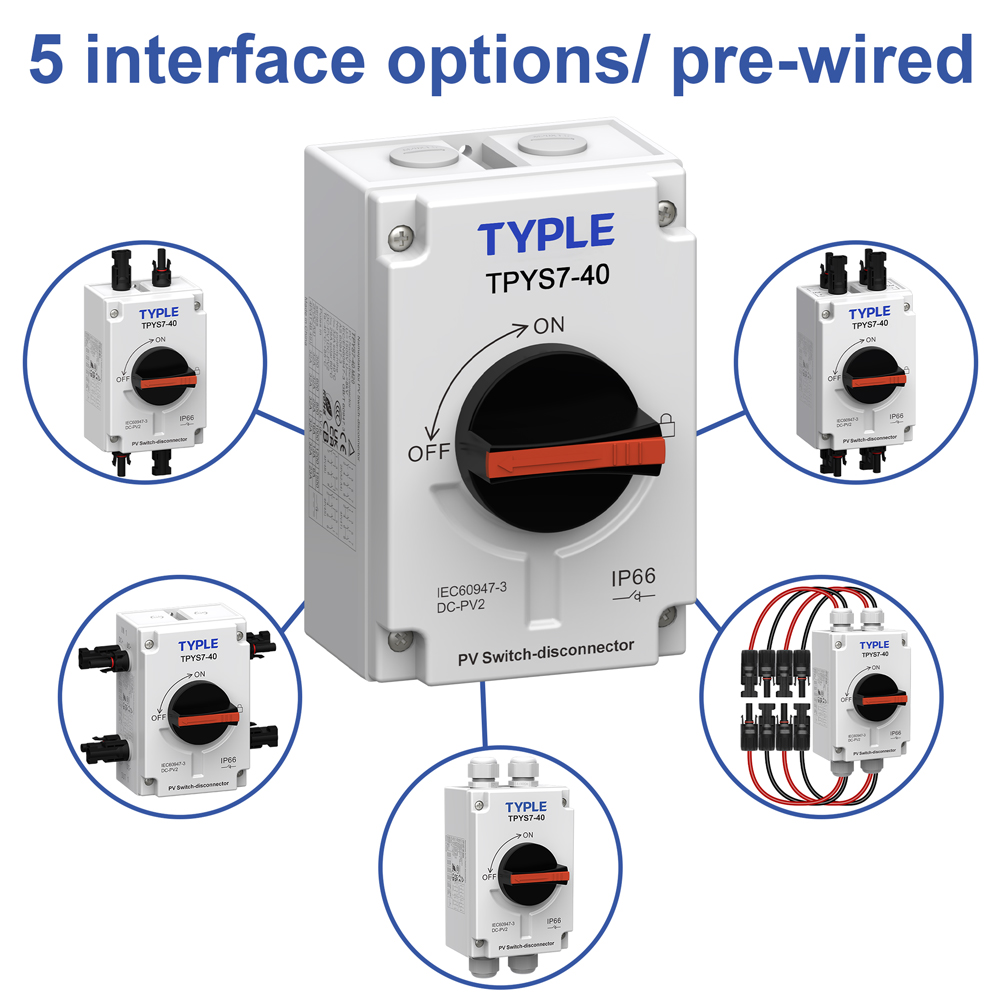 Solar DC Isolator Switch Photovoltaic DC Disconnect Switch 16A 32A 1200V With IP66 Waterproof Case Surface Mounted PV Isolator