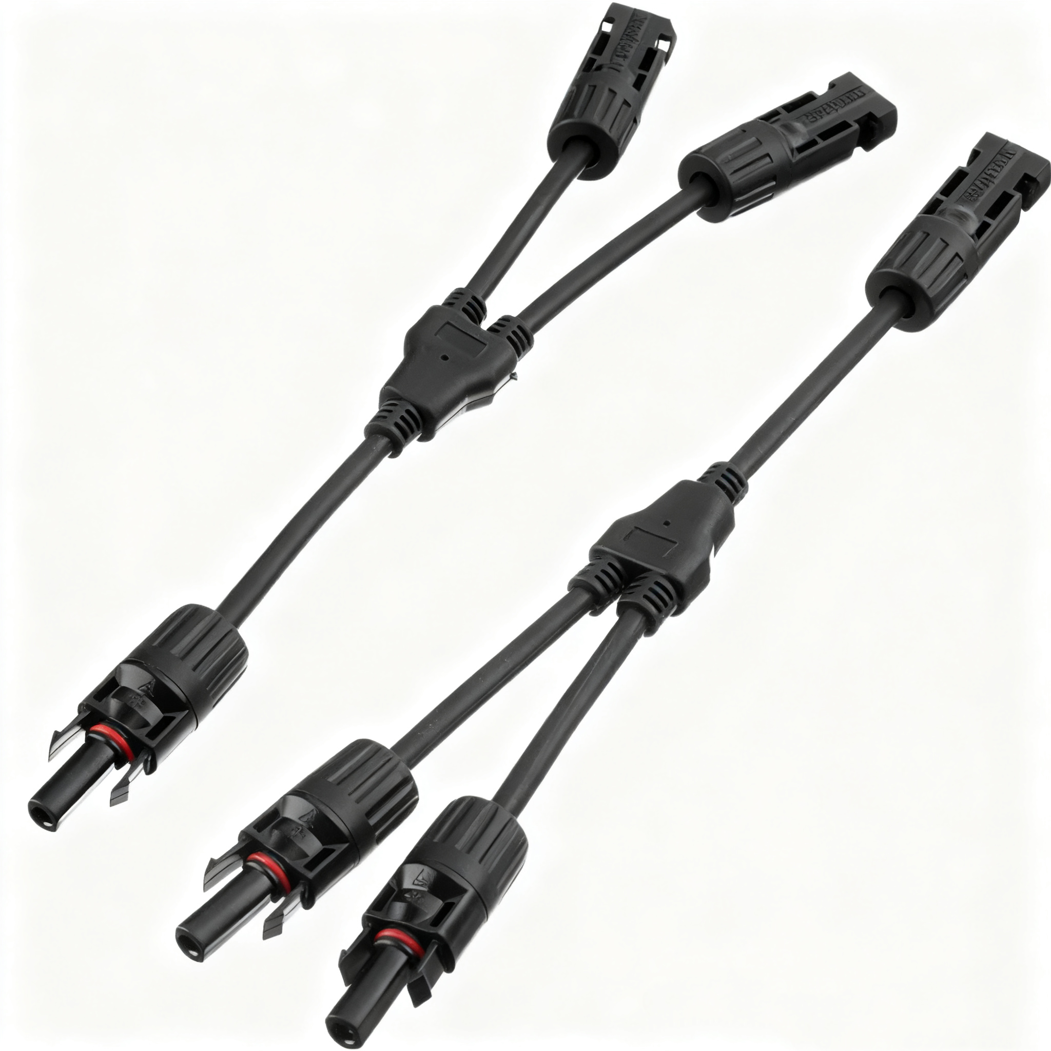 Solar Panel Power Connectors Kit Y Branch Parallel PV Adapter Cable 2P MCX M/FF+F/MM Nylon Housing Durable Copper Contact