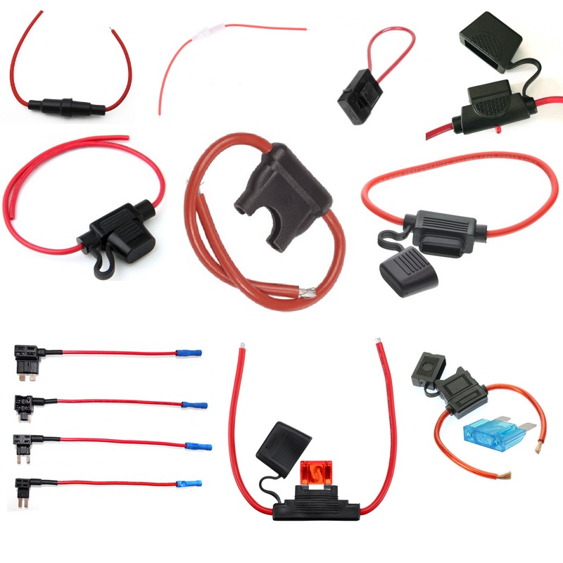 10 12 14 16 18 20 AWG Inline Loop Fuse Holder for ATC ATO Blade Fuse Waterproof Red Wire Copper 12V 15 20 25 30 a Power Blade