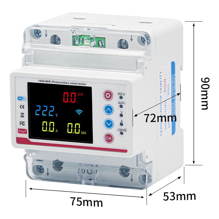 Tuya Smart Home WiFi Single Phase AC Circuit Breaker Remote Control PV Metering LED PC Din Voltage Protector MCB Switches