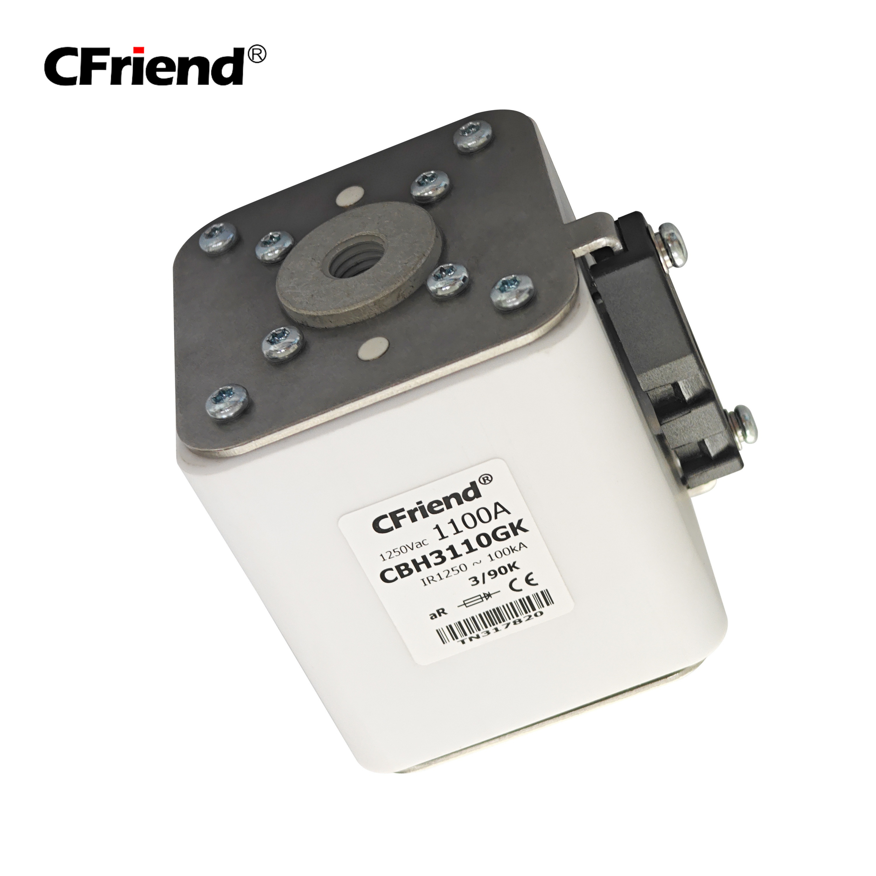 CFriend Ceramic Copper Fuse Link 1100A 1250Vac Power Electronics HRC Fuse Link Indicating Square Body Fuse CBH3110GK