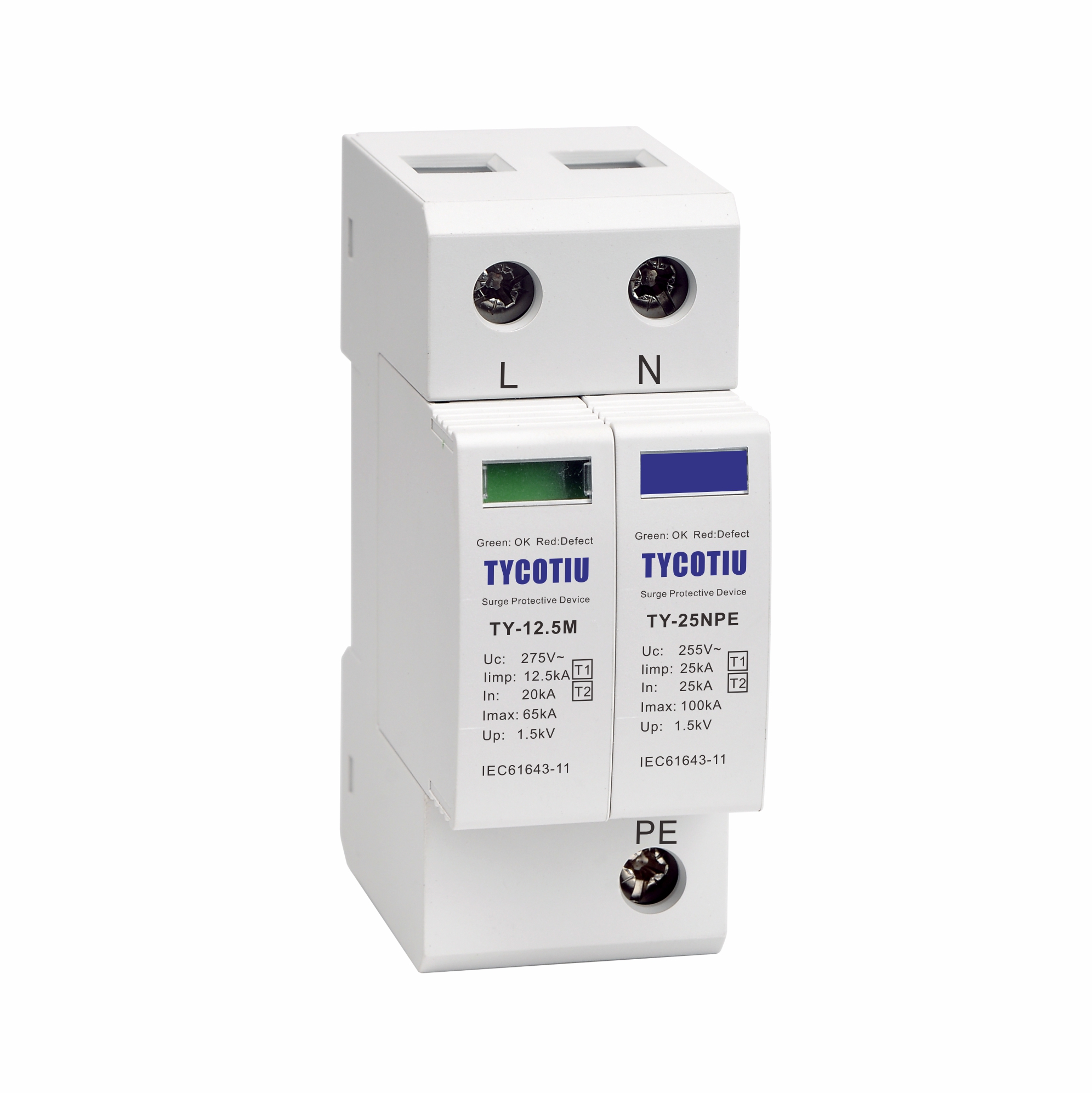 TY-12.5M T1 12.5kA AC SPD Devices Type 1 Thunder Lightning Arrester Low-voltage Arrester Device Lightning Protection spd t1t2