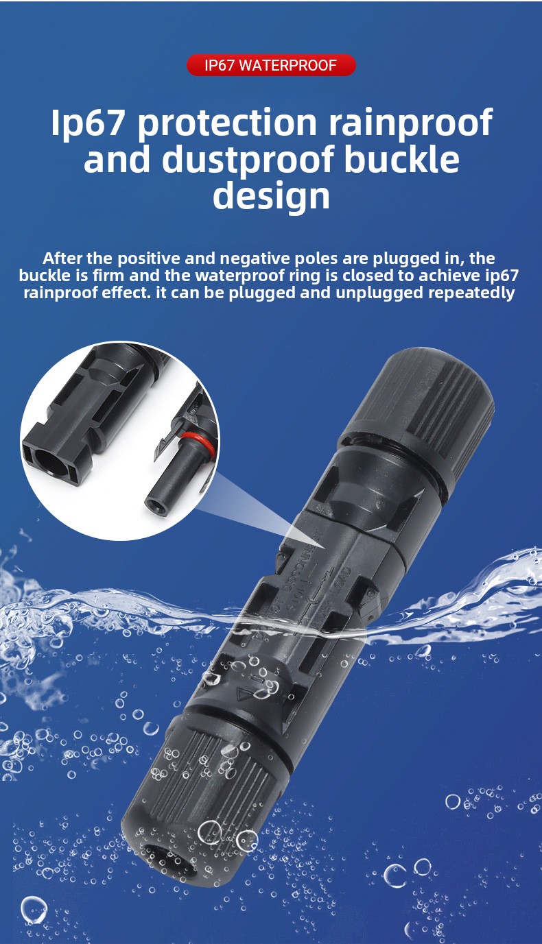 For MC4 Photovoltaic Cable Connector Solar Panel Waterproof Adapter with Copper Contacts Tin Material 30A Rated PPO Housing