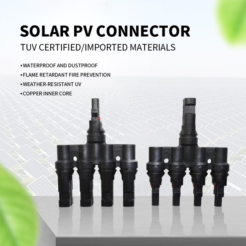 30A 1500V 4P MCX Copper Contact IP67 Rated Power DC Branch Connector for Solar Cable Panel