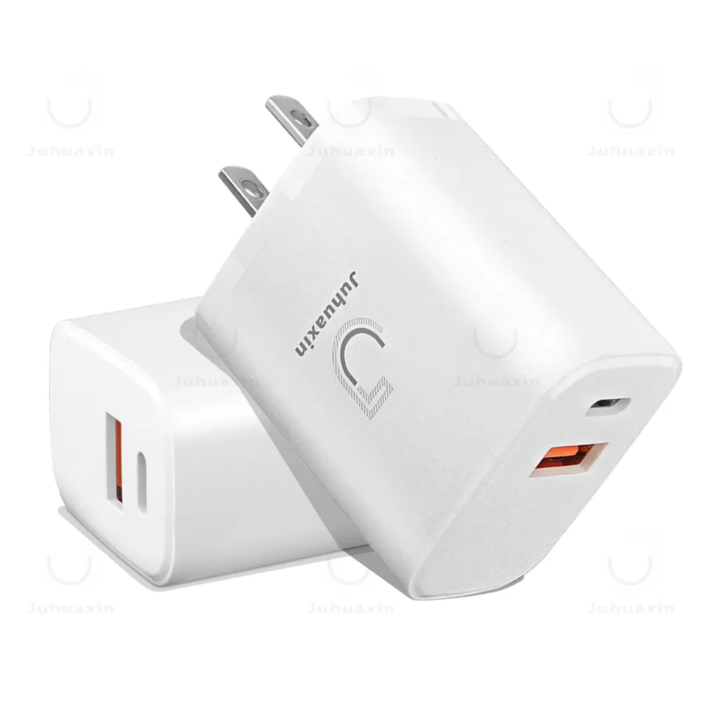 Juhuaxin Carga Rapida Cargadores Para Celulares Cubo USB Dual a+C Pd 15W 20W 18W 30W CE Fast Charging Type C Port Power Adapter Mobile Phone Charger for Samsung