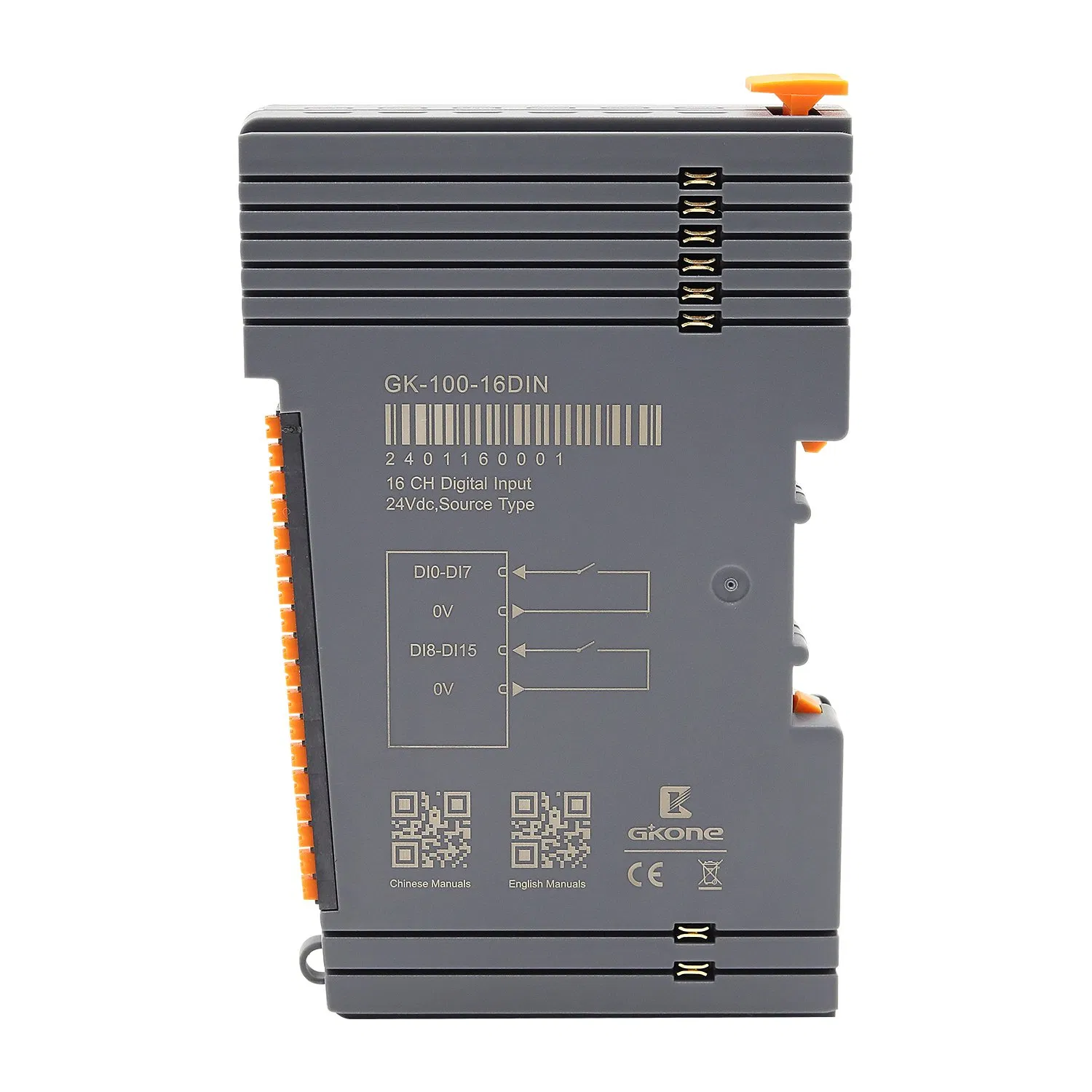 Gkone Remote Lo Module Gk-100-16DIN With16 Di Digital Input/0VDC/Source Type