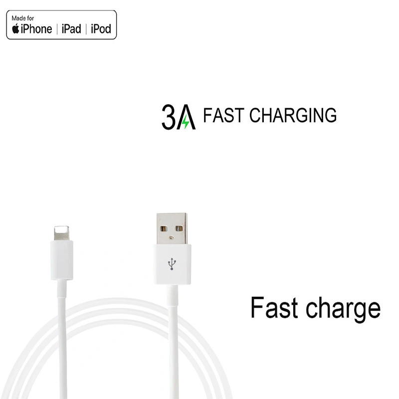 Whole Sale Factory Price 1m 2m 3m Mfi Certification Fast Charging Mobile Phone Data Wire USB Lightning Cord for Apple iPhone Charger Cable