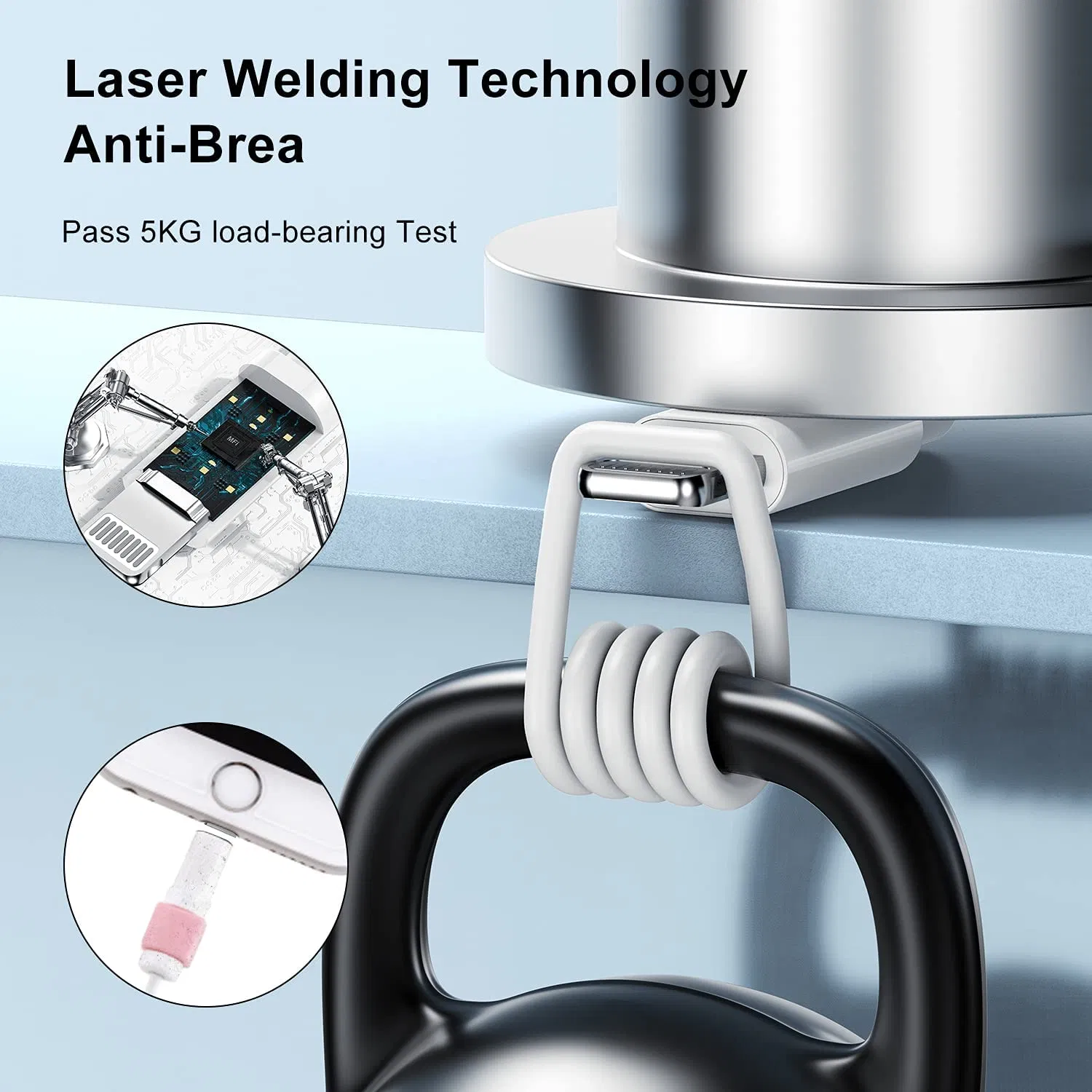 for Apple Mfi Certified Durable USB to Lightning Charging Cable for Mobile Phone