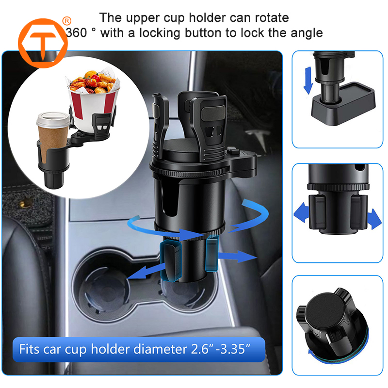 Long Expandable Lock Button Switch Car Coffee Cup Holder for Multiple Beverages