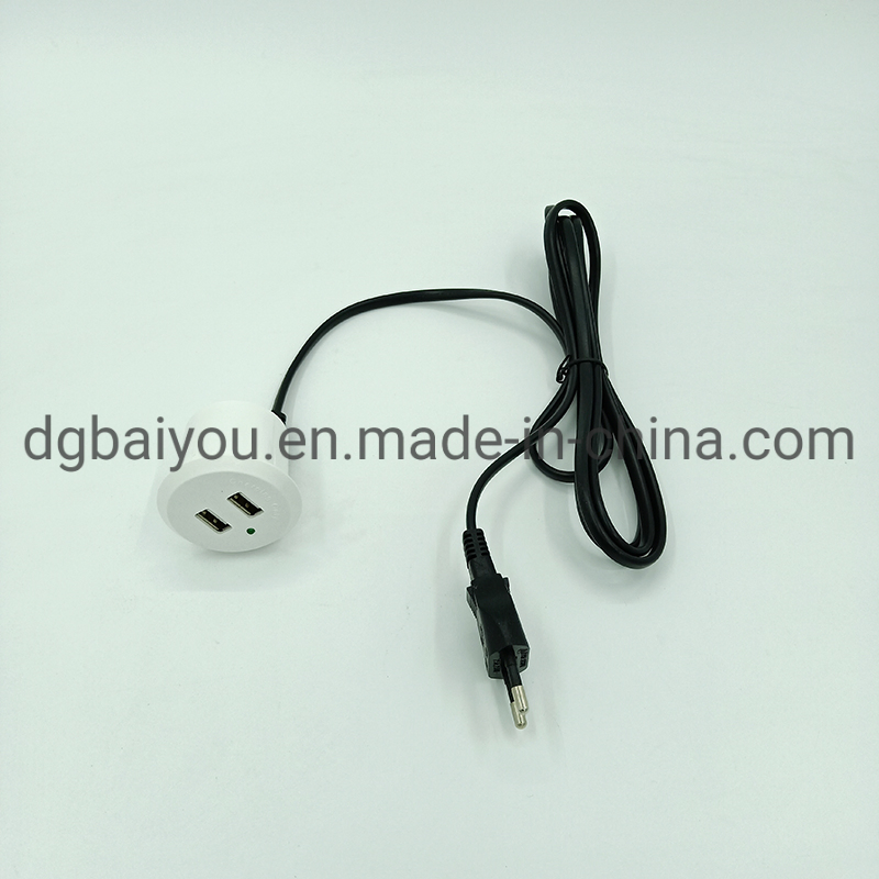 Tabletop Furniture Hotel High Speed Dual Port USB Charger Socket 5V2.1A EU Plug