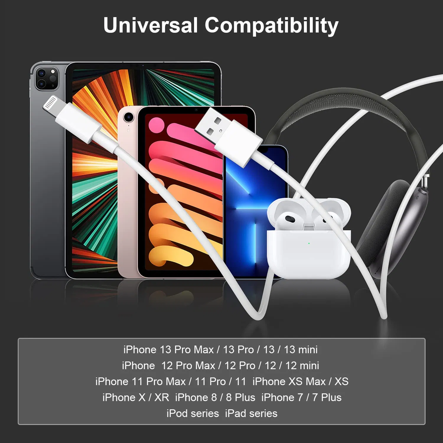 Universal Mfi Certified High Speed Lightning Charging Cable for Apple Devices