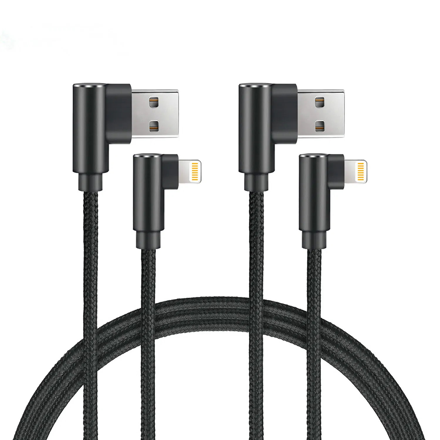 Right Angle USB to Lightning Nylon Braided Cable with Mfi Certified for Ios iPhone