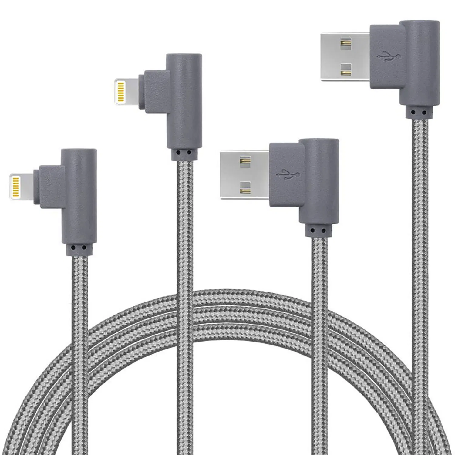 High Quality Mfi Certified Cable USB-a to Lightning Right Angle Charging Wire for Mobile Phone