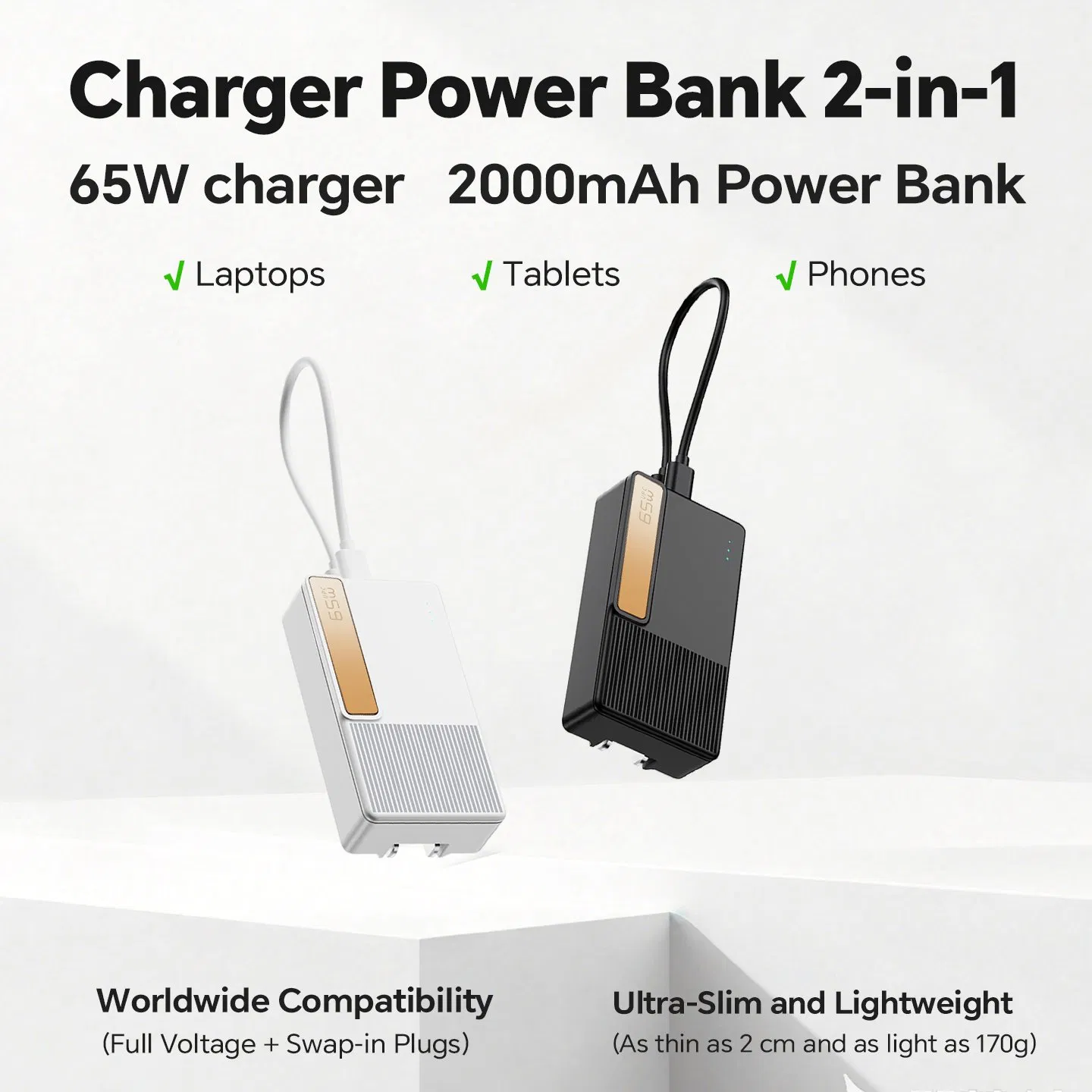 Multi Device Uninterruptible Power Delivery 65W GaN Pd Power Charger for Device Backup