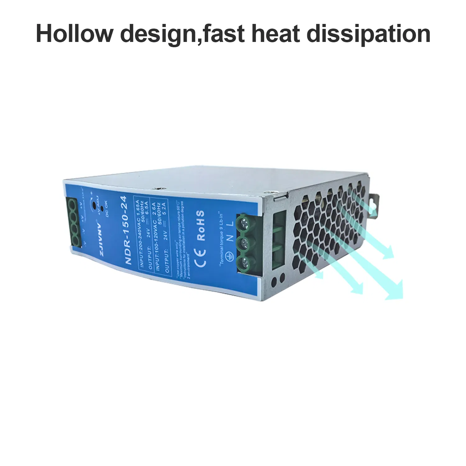 Zjivnv Ndr-150-12V 12.5A DIN Rail Ai Intelligent Power Saving Space High Efficiency Switching Power Supply 24V AC to DC