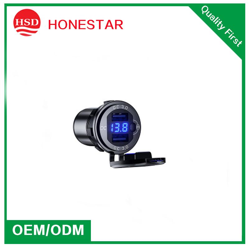 Aluminum Alloy Fast Charging 3.0 USB Charger Socket with Waterproof and LED Lamp