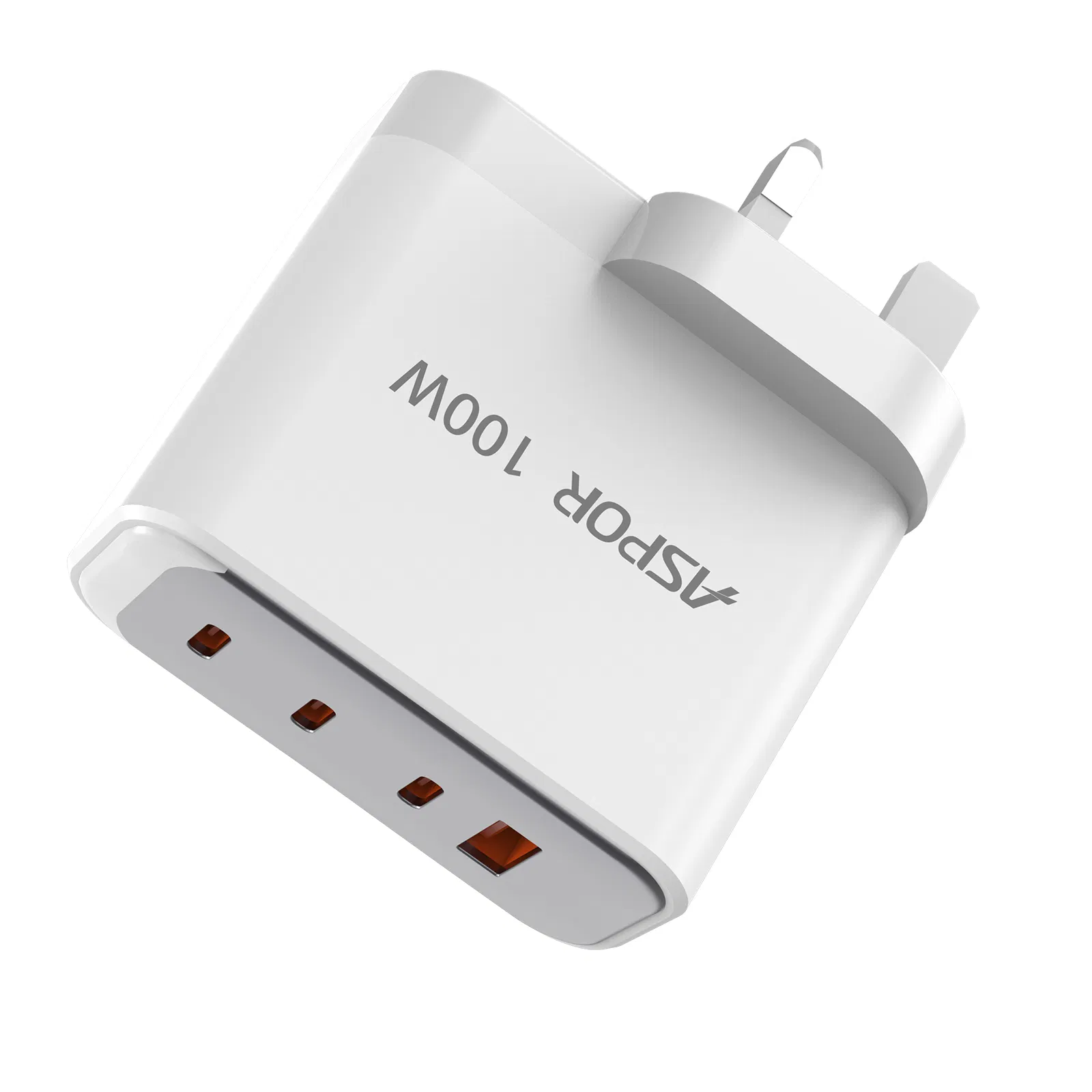 100W GaN Super-Fast-Charging Adapter ASPOR A837 UK/US Plug QC+PD Dual-Port OEM/ODM