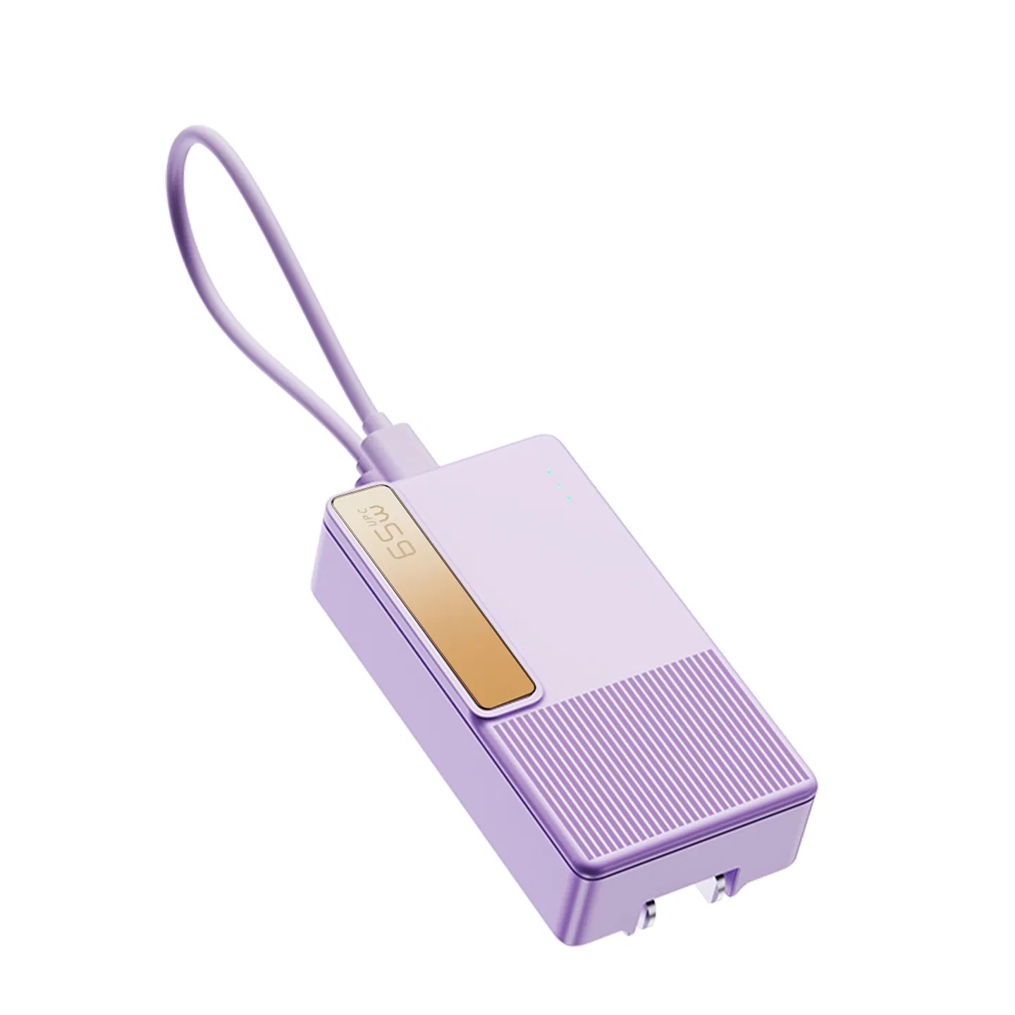 65W Ultra-Slim Uninterruptible Power Charger USB-C Cell Phone Charger Compact Size Pocket Portable Fast Charger 2000mAh Power Bank for Global Business Travel