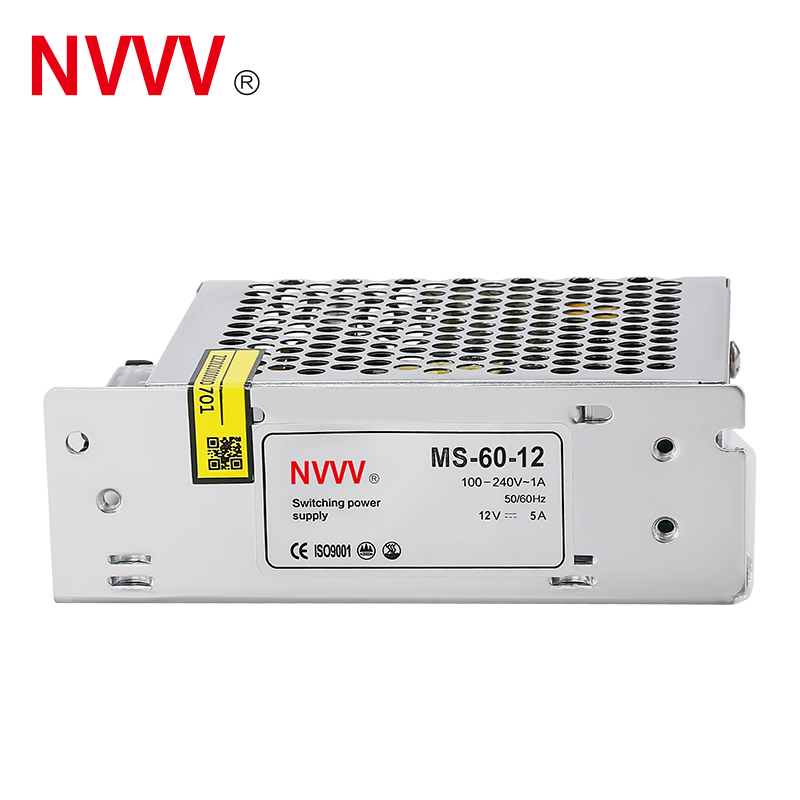 Nvvv Ms-60 12V Small Volume Ai Intelligent Power Saving High Efficiency Switching Power Supply 12V AC to DC Output for LED Strips SMPS Transformer 60W
