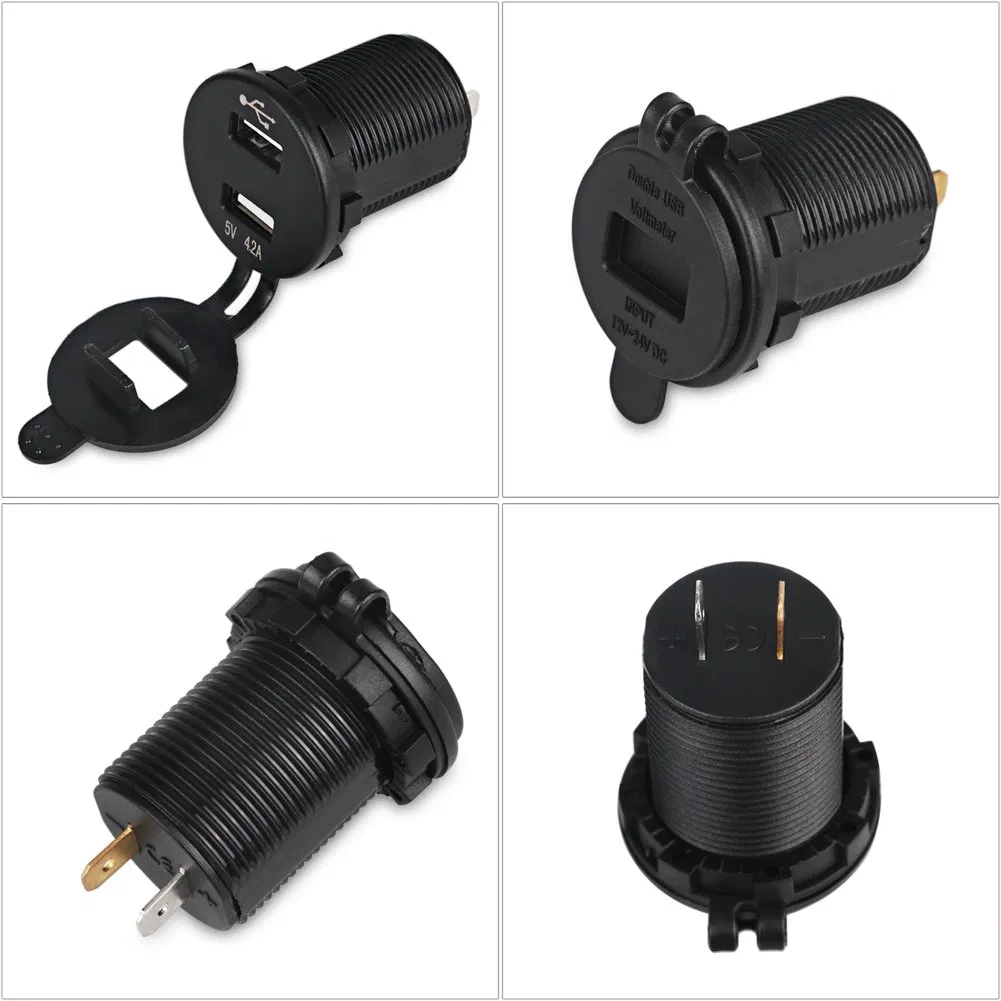 5V 2.1A 2.1A (4.2A) Marine Dual USB Charger Adapter Car Charger Socket Fast Charging with LED Diigital Voltmeter