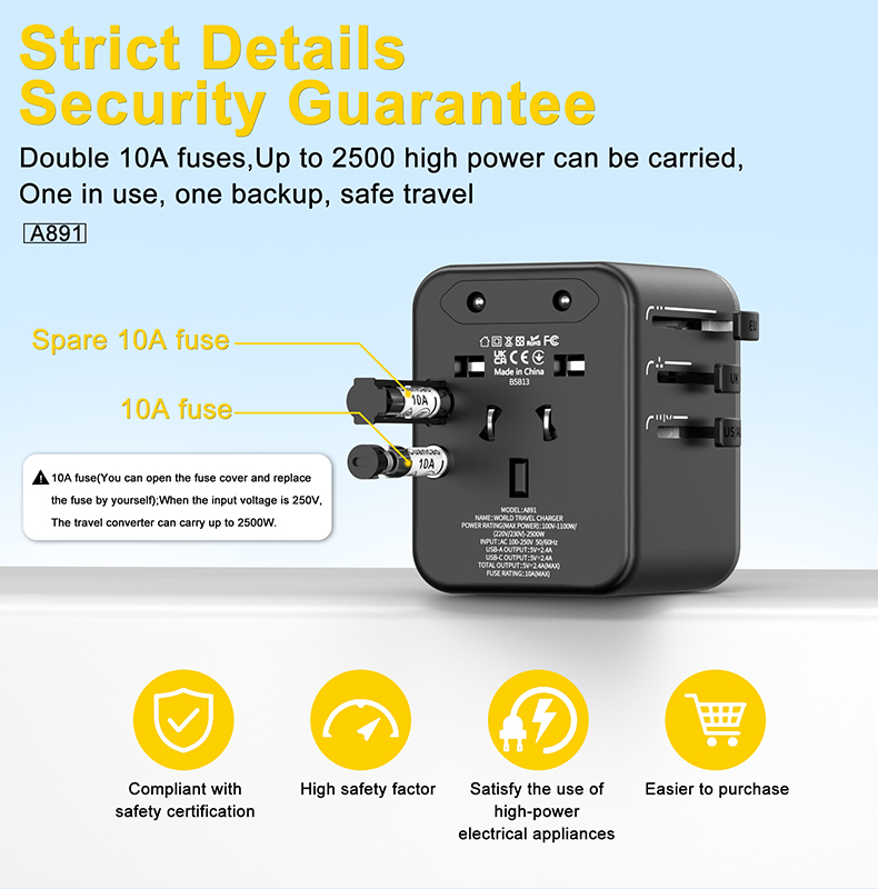 Cheap Price Phone Charger World International Travel Plug Adapter 2.4A World Travel Charger Wall Charger