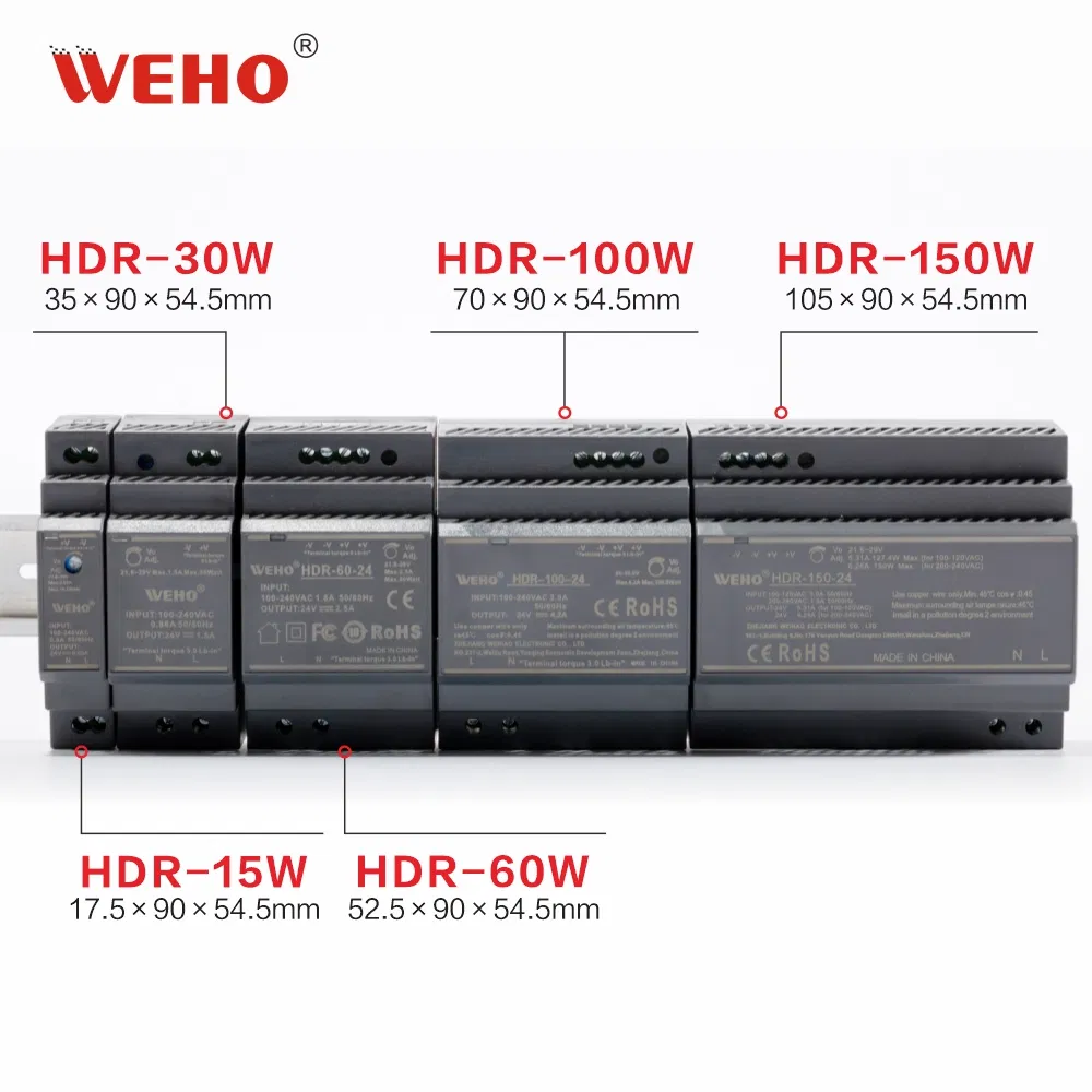 Ndr Series DIN Rail Industrial Switching Power Supply High Efficiency 75W 120W 240W 480W AC to DC Constant Voltage SMPS Power Supply